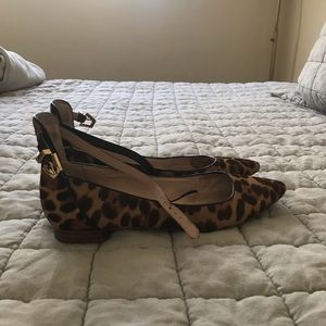 Louis et Cie Leopard Print Ankle Strap Flat